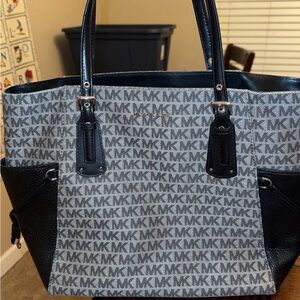 Michael Kors Gray Logo Tote with Black Trim